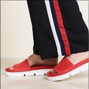𝅺STUART WEITZMAN Landslide Suede Slide Sandals Red Orange Size 6M